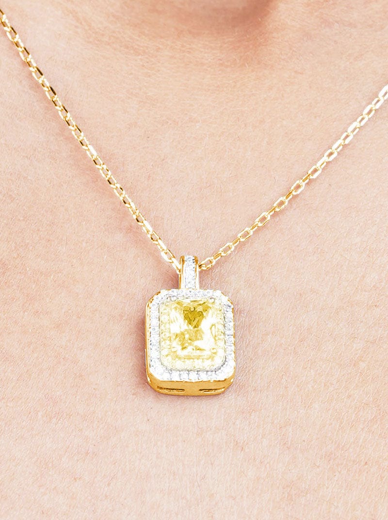 Rectangle Emerald Cut Pendant Chain