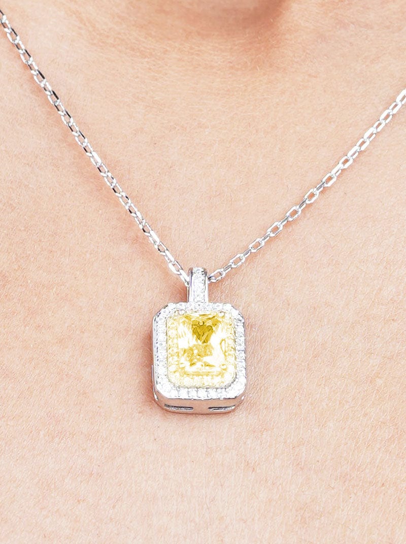 Rectangle Emerald Cut Pendant Chain