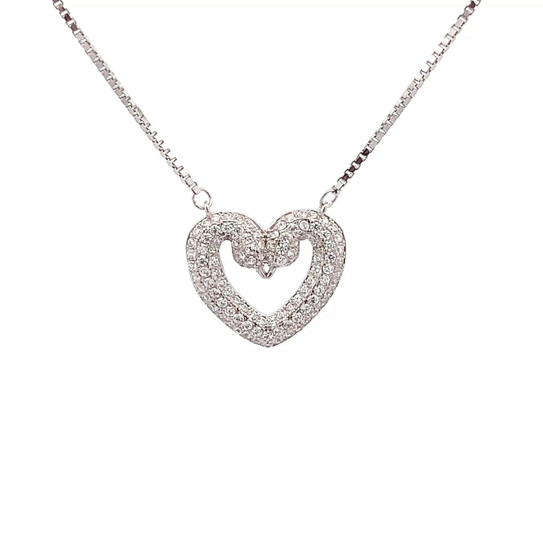Swan Heart Pendant Chain (Pure Silver) - Silver