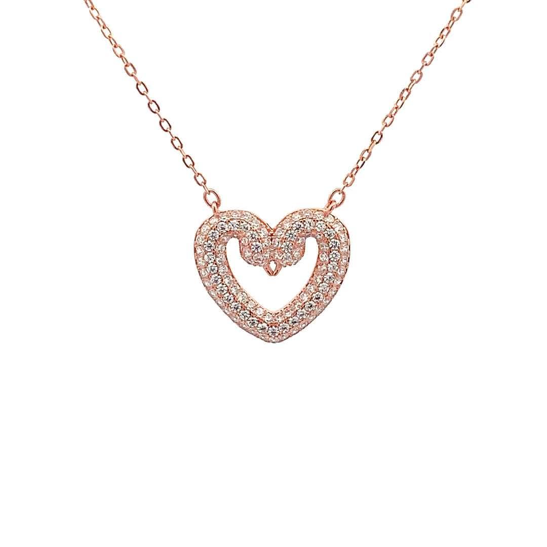 Swan Heart Pendant Chain (Pure Silver) - Rose Gold
