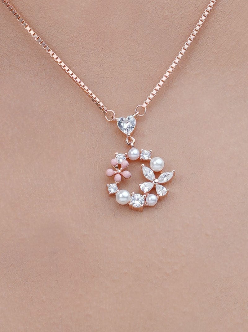 Floral Fantasy Pendant Chain (Pure Silver) - Rose Gold
