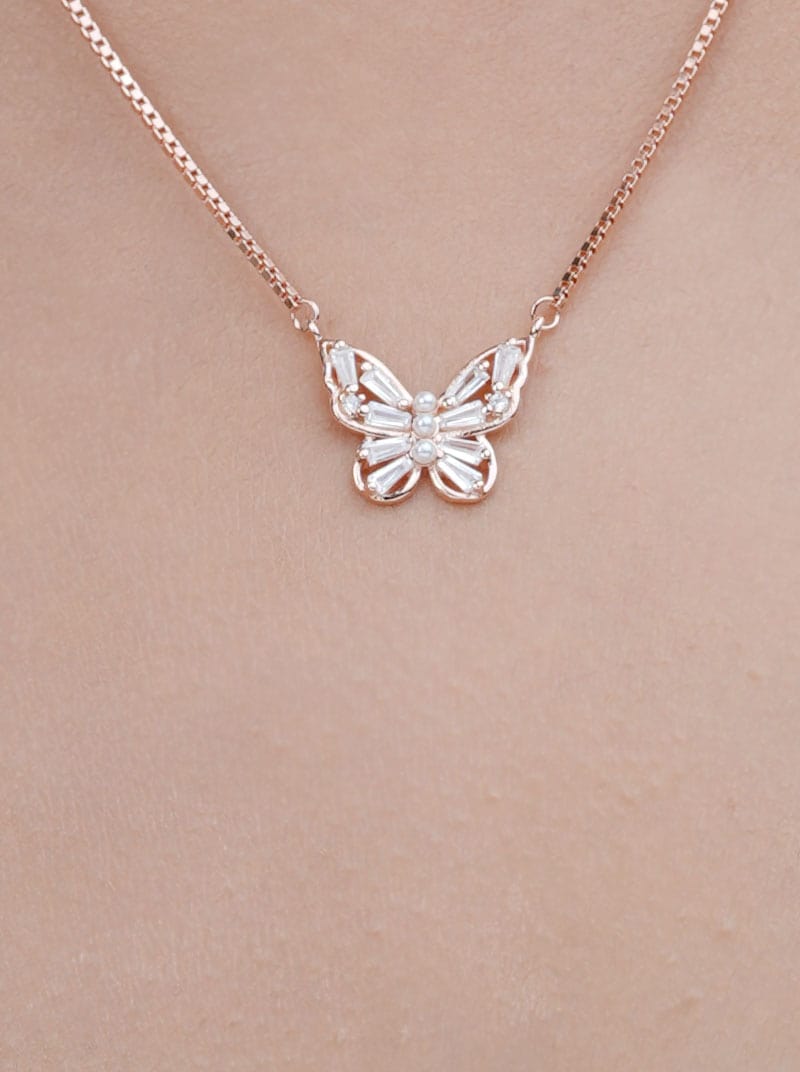 Butterfly Dream Pendant Chain (Pure Silver) - Rose Gold