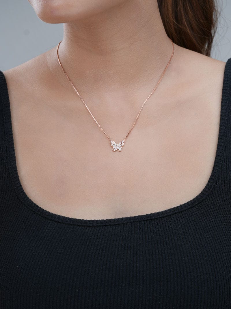 Butterfly Dream Pendant Chain (Pure Silver) - Rose Gold
