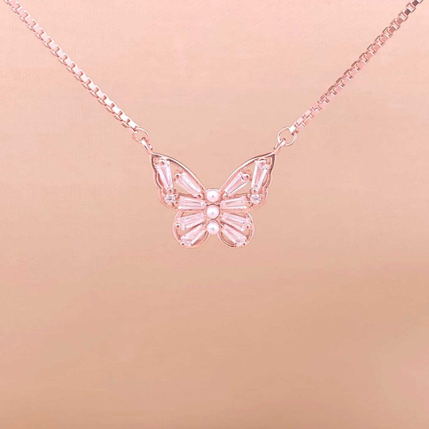 Butterfly Dream Pendant Chain (Pure Silver) - Rose Gold