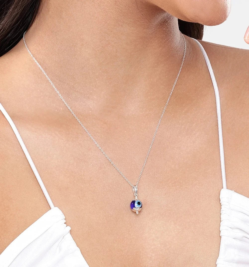 Evil Eye Aura Chain & Pendant (925 Real Silver) - Silver