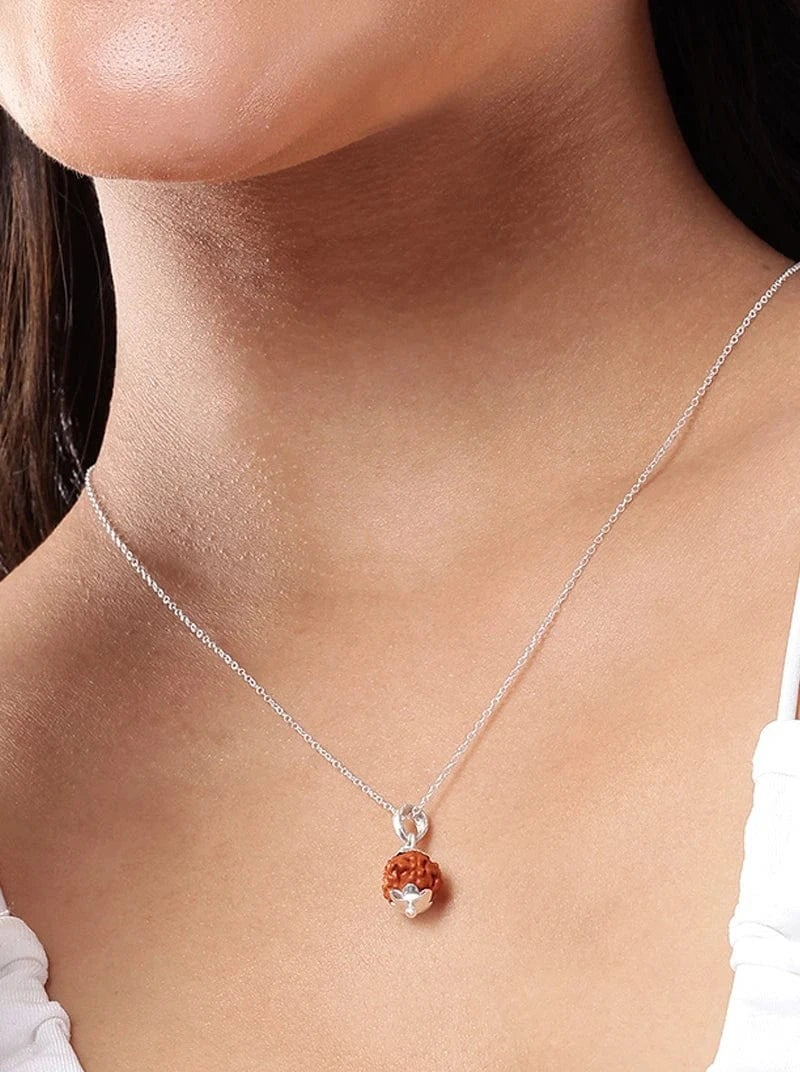 Mystic 5 Mukhi Rudraksha Chain & Pendant (925 Real Silver) - Silver