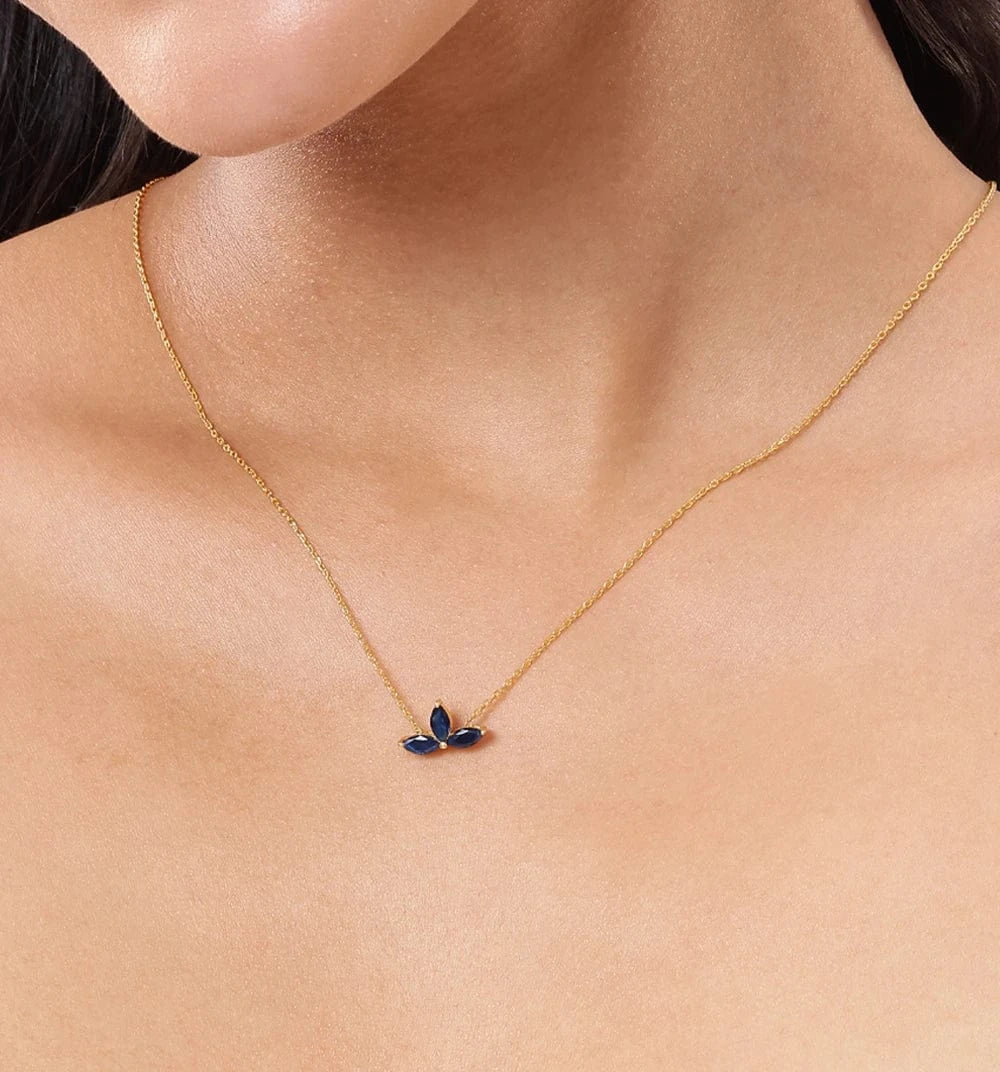 Noir Navy Pendant Chain (Pure Silver) - Gold