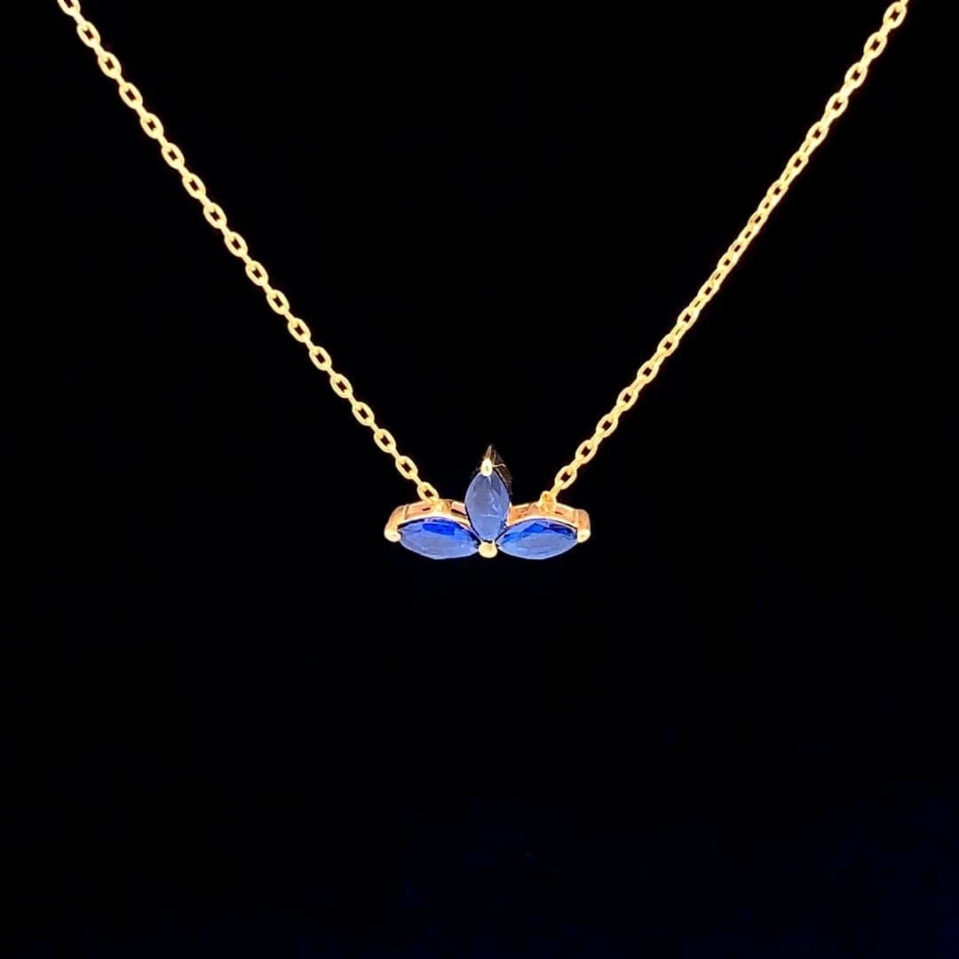 Noir Navy Pendant Chain (Pure Silver) - Gold