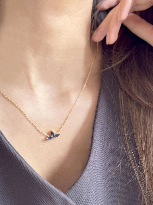 Noir Navy Pendant Chain (Pure Silver) - Gold