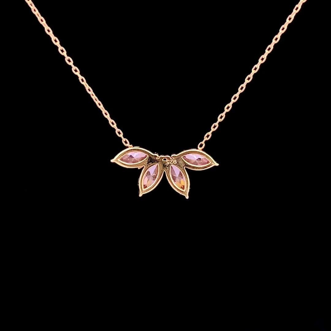 Fayra Ray Pendant Chain (925 Real Silver) - Rose Gold