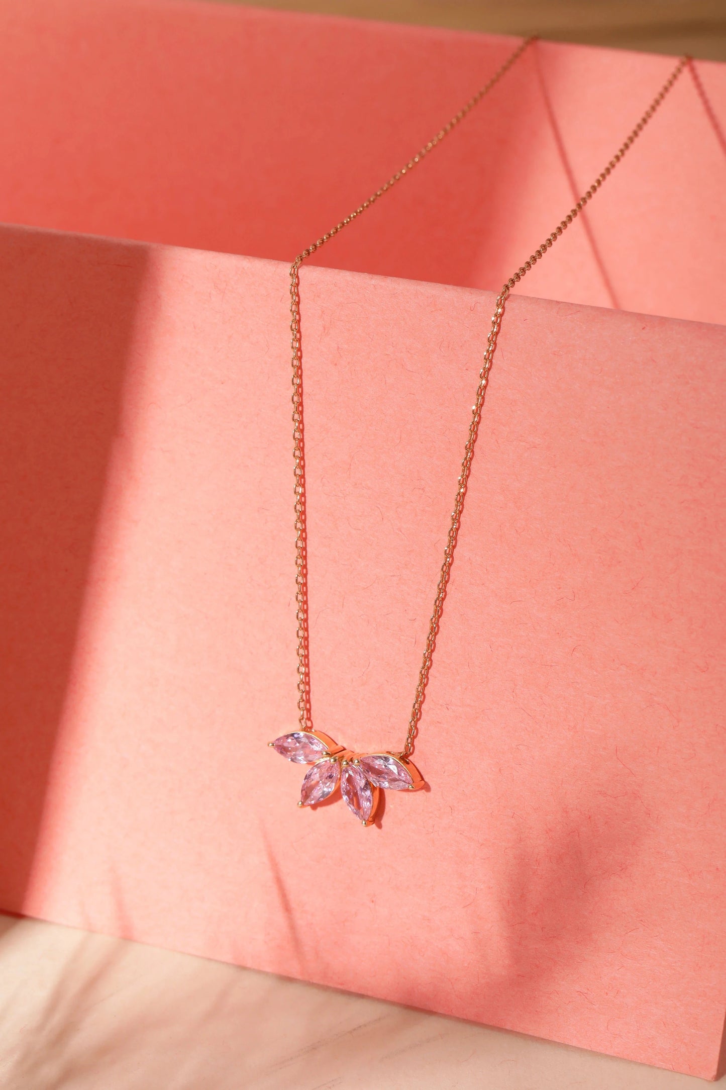 Fayra Ray Pendant Chain (925 Real Silver) - Rose Gold