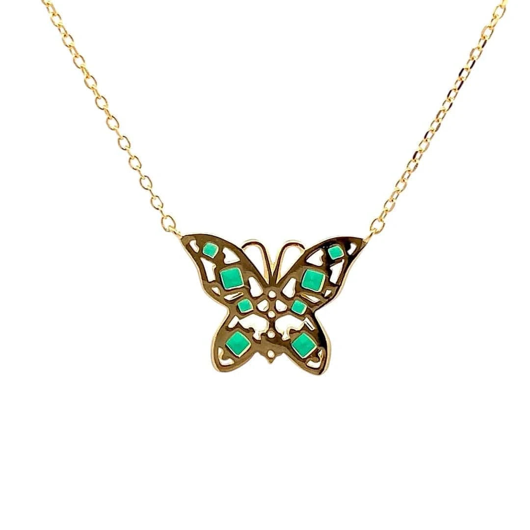 Celestia Butterfly Pendant Chain (Pure Silver) - Gold
