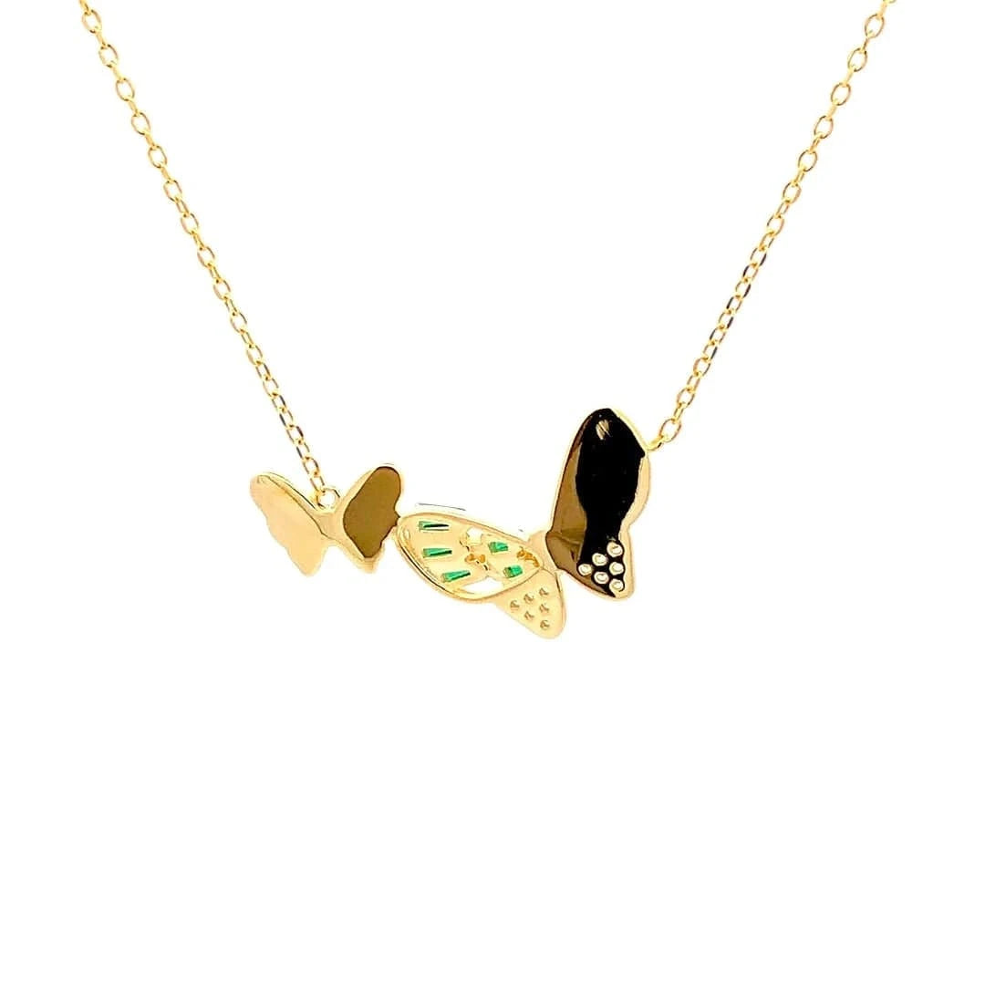Celestara Duo Butterfly Pendant Chain (Pure Silver) - Gold