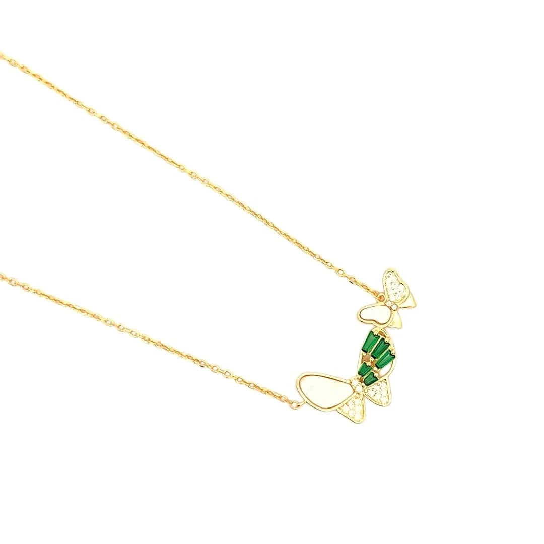 Celestara Duo Butterfly Pendant Chain (Pure Silver) - Gold