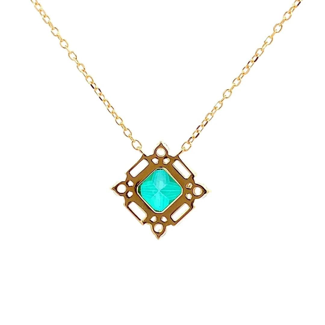 Viridian Princess Cut Pendant Chain (Pure Silver) - Gold