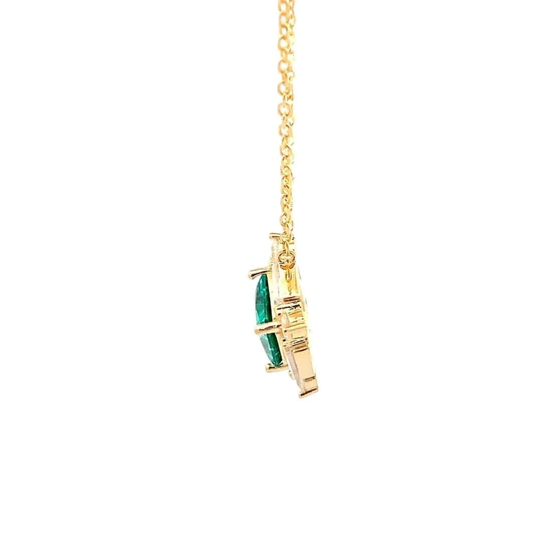 Viridian Princess Cut Pendant Chain (Pure Silver) - Gold