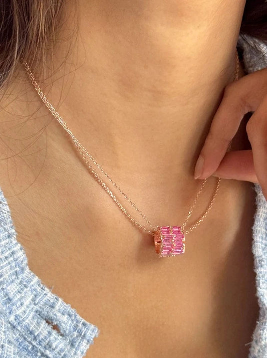 Roll of Pink Trio Pendant Chain (Pure Silver) - Rose Gold