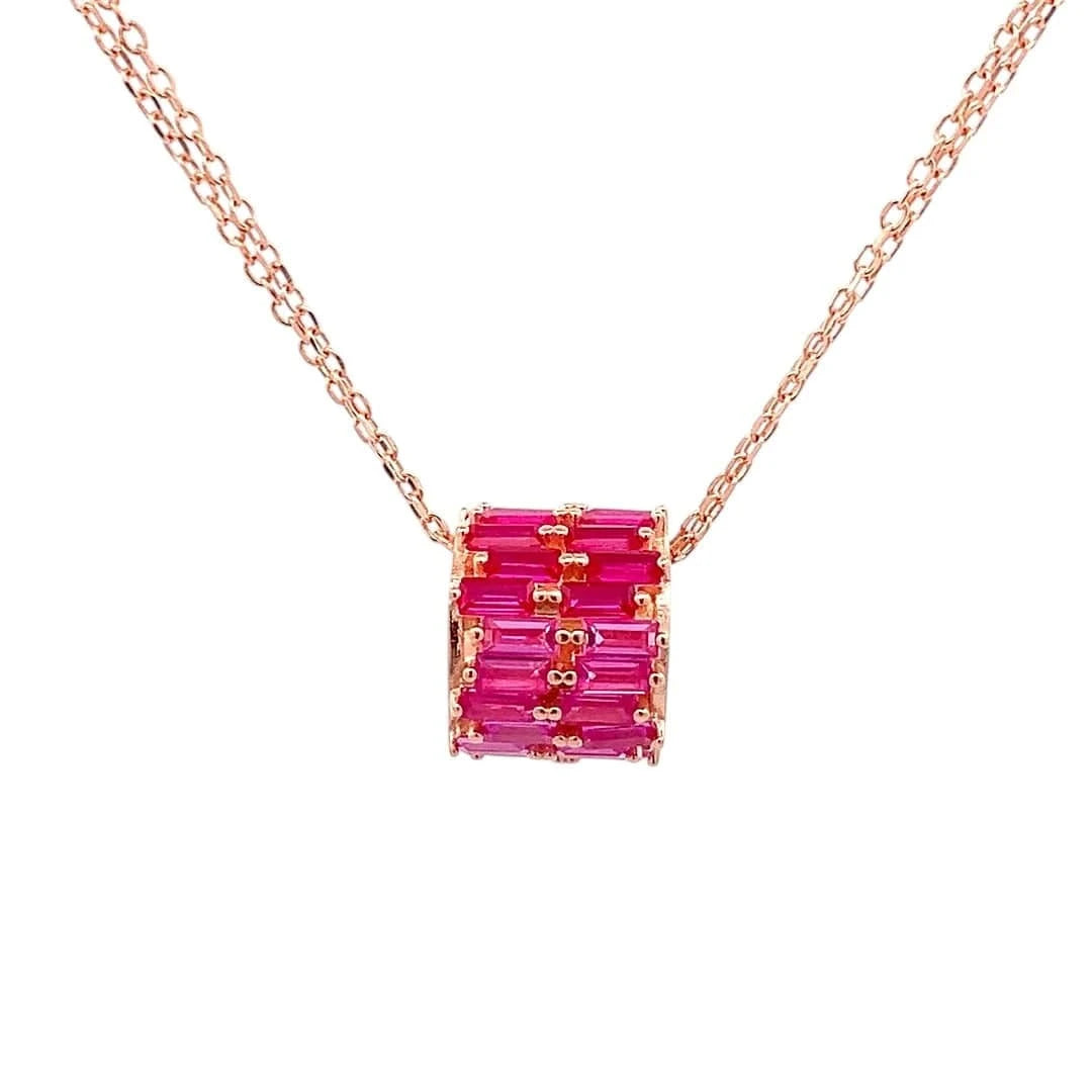 Roll of Pink Trio Pendant Chain (Pure Silver) - Rose Gold