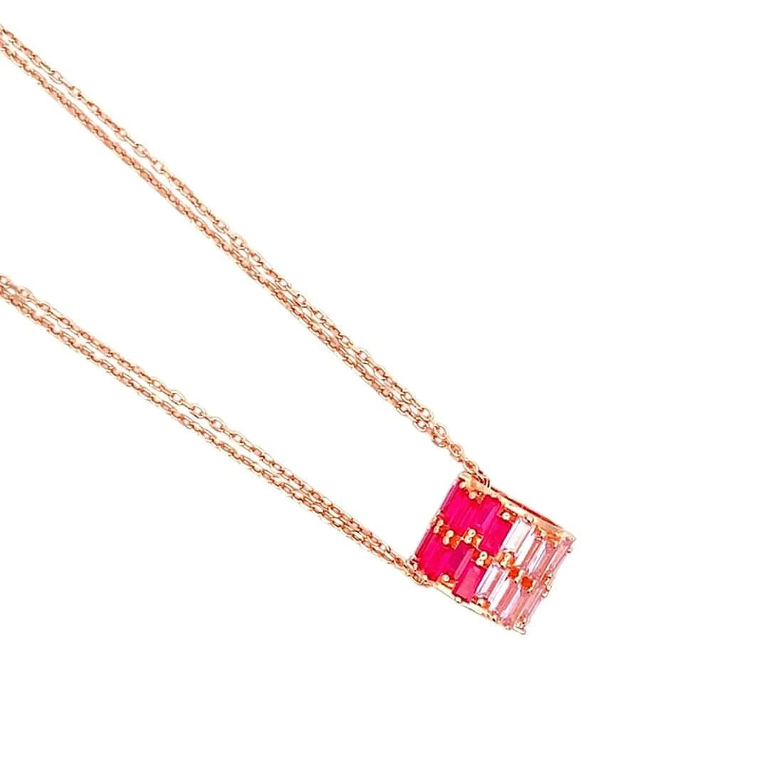 Roll of Pink Trio Pendant Chain (Pure Silver) - Rose Gold