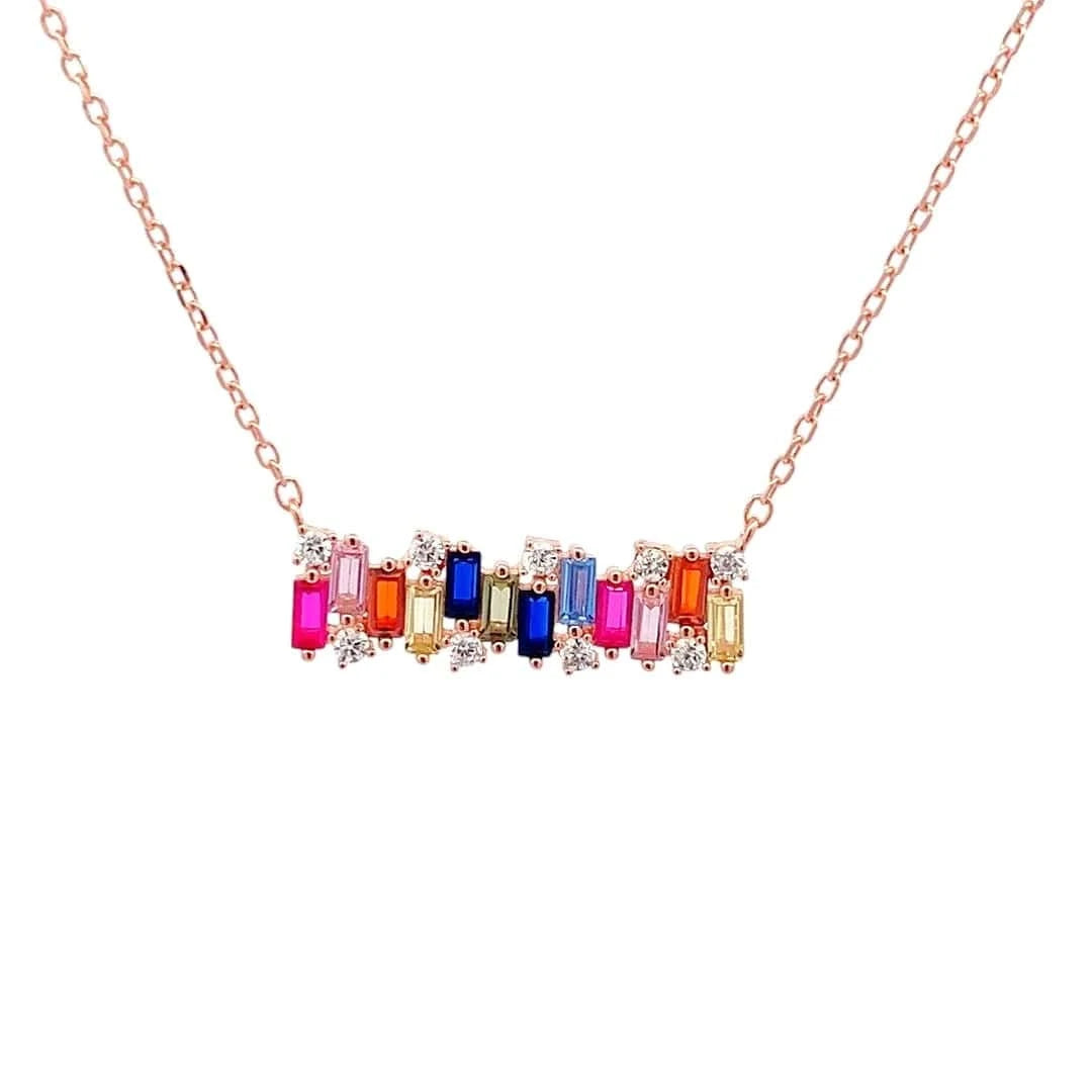 Rainbow Bar Pendant Chain (Pure Silver) - Rose Gold