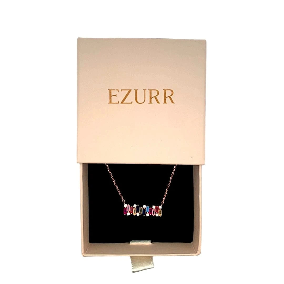 Rainbow Bar Pendant Chain (Pure Silver) - Rose Gold