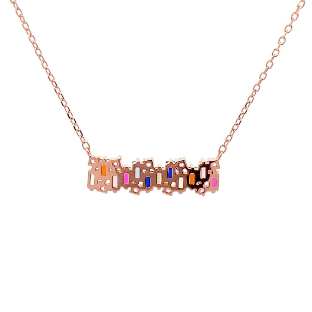 Rainbow Bar Pendant Chain (Pure Silver) - Rose Gold