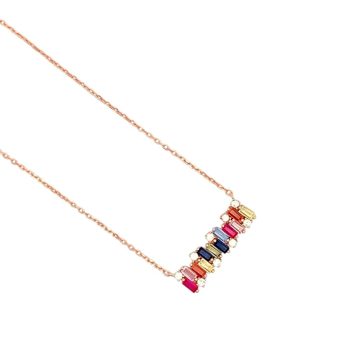 Rainbow Bar Pendant Chain (Pure Silver) - Rose Gold