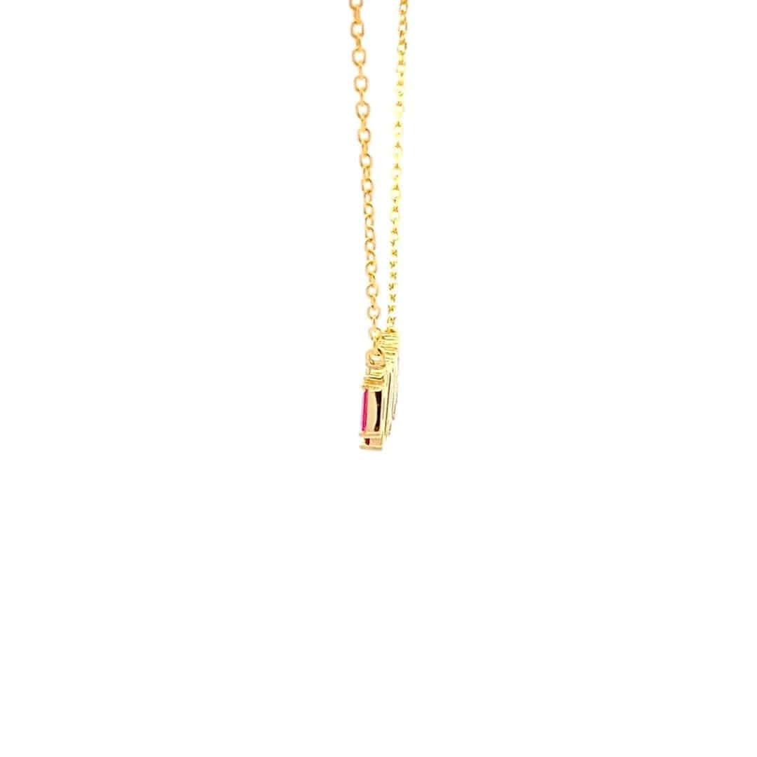 Pink Ombre Bar Pendant Chain (Pure Silver) - Gold