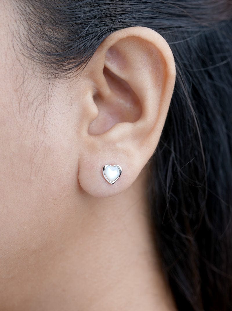 Heart Stud Earrings Silver