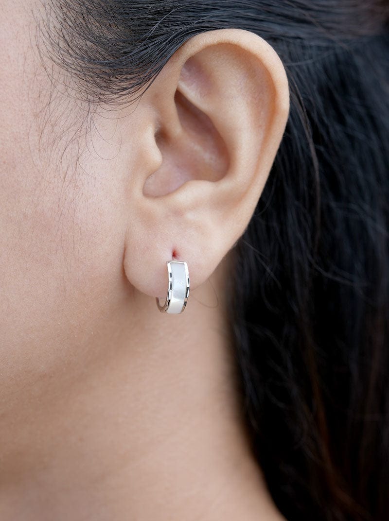 Circle Huggie Earrings Silver