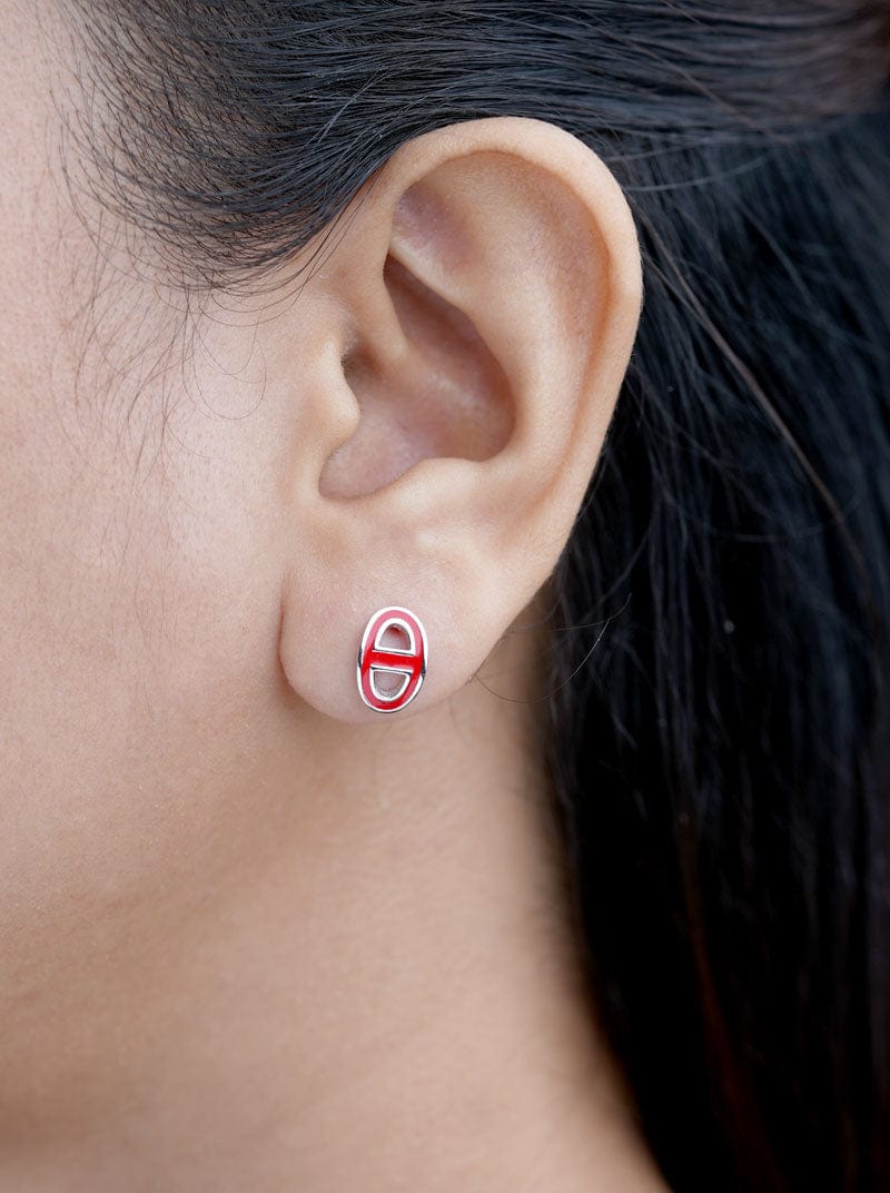 Oval Stud Earrings Silver