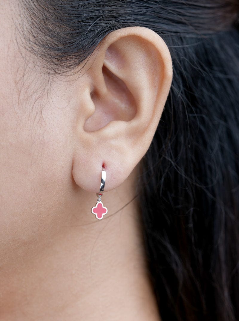 Clover Huggie Earrings Silver