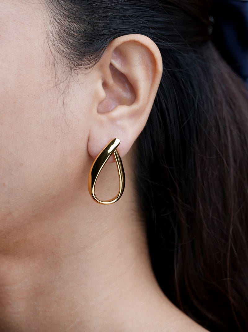 Teardrop Stud Earrings Gold