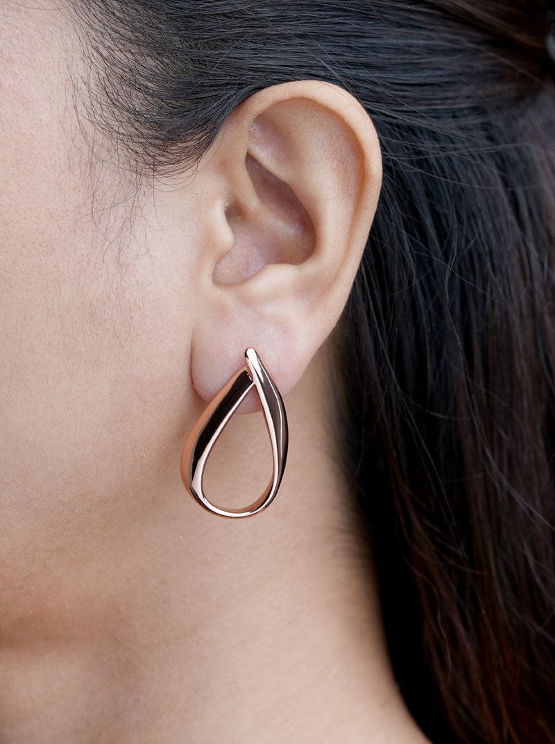 Teardrop Stud Earrings Rose Gold
