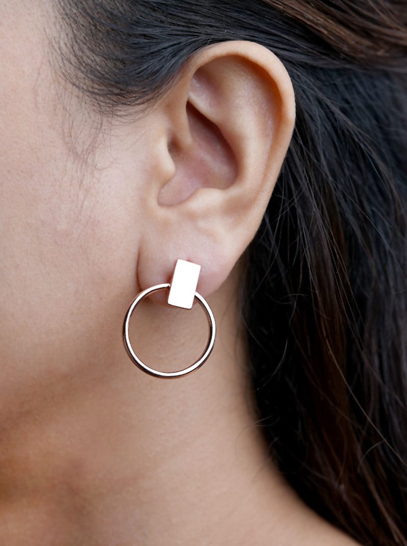 Circle Drop Earrings Rose Gold