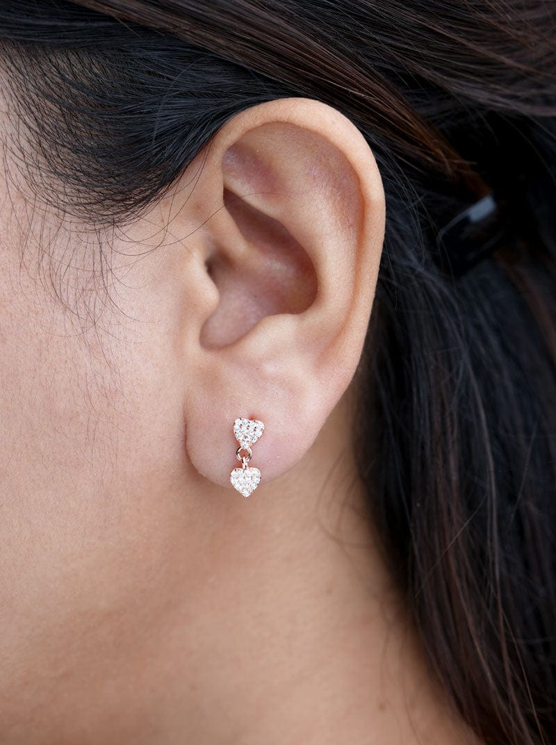 Heart Drop Earrings Rose Gold
