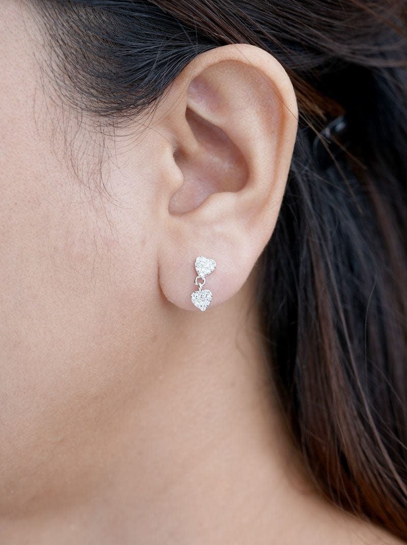 Heart Drop Earrings Silver