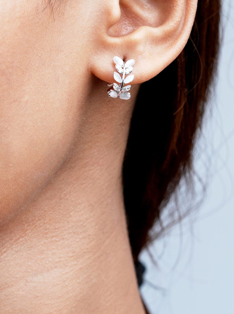 Row Leaves Hoop Earrings
