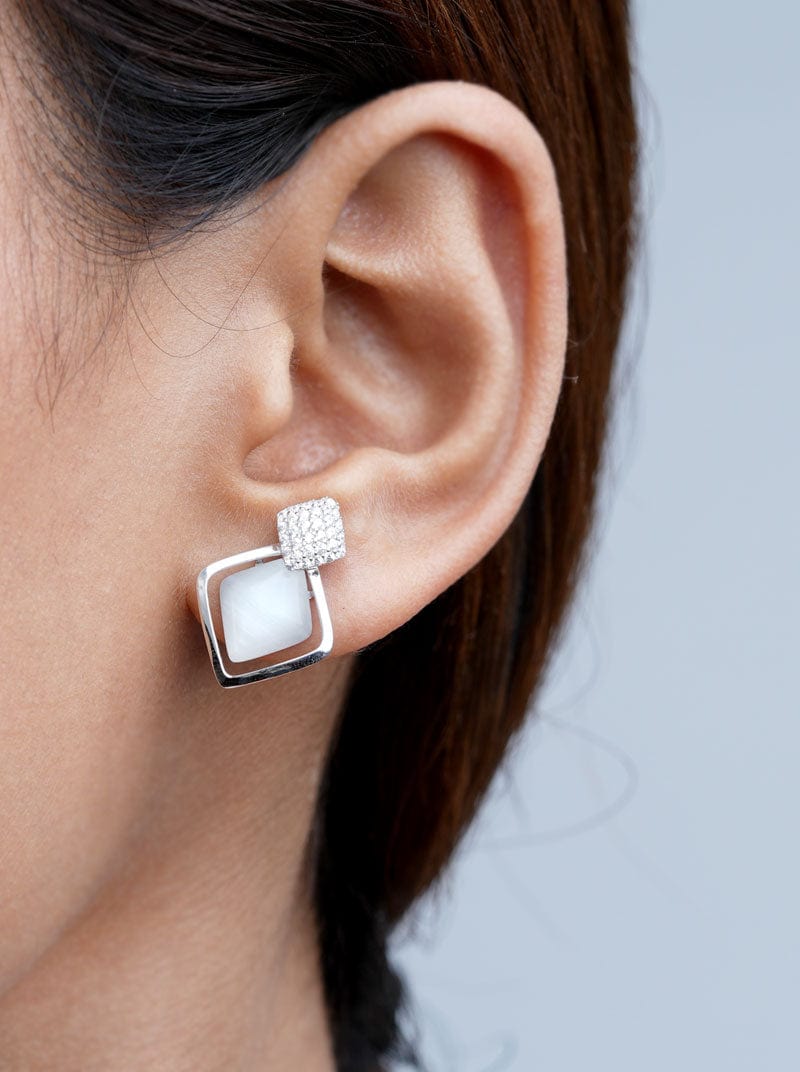 Illusion Hoop Earrings Silver