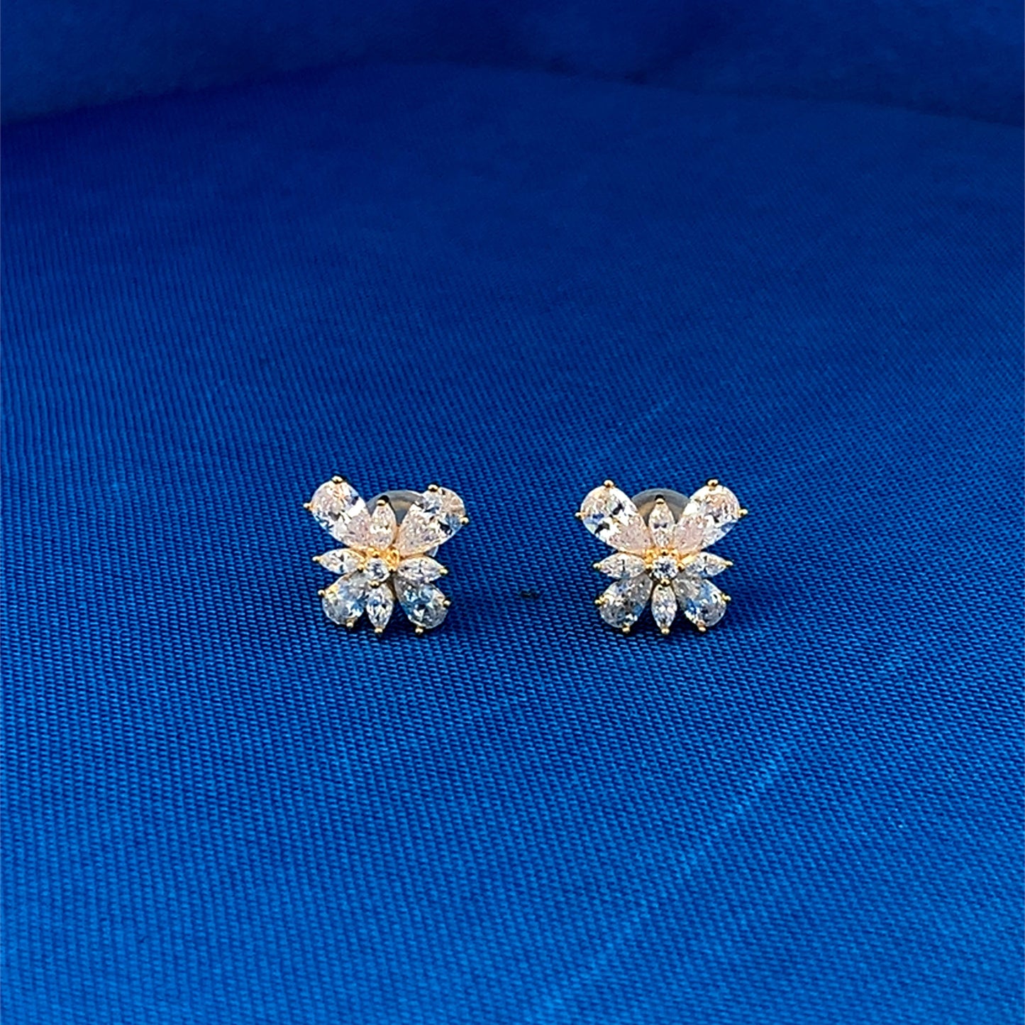 Diamond Butterfly Stud Earrings Gold