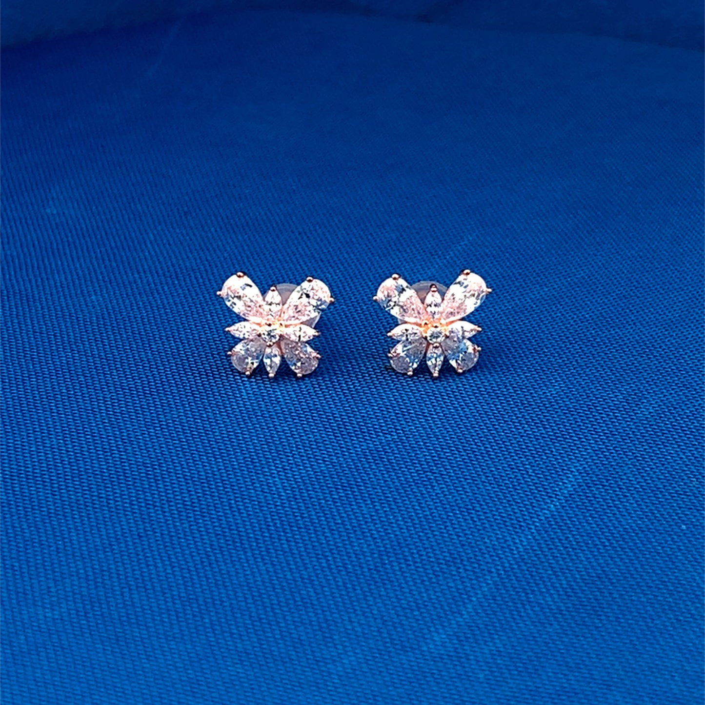 Diamond Butterfly Stud Earrings Rose Gold