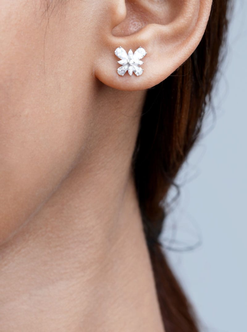 Diamond Butterfly Stud Earrings