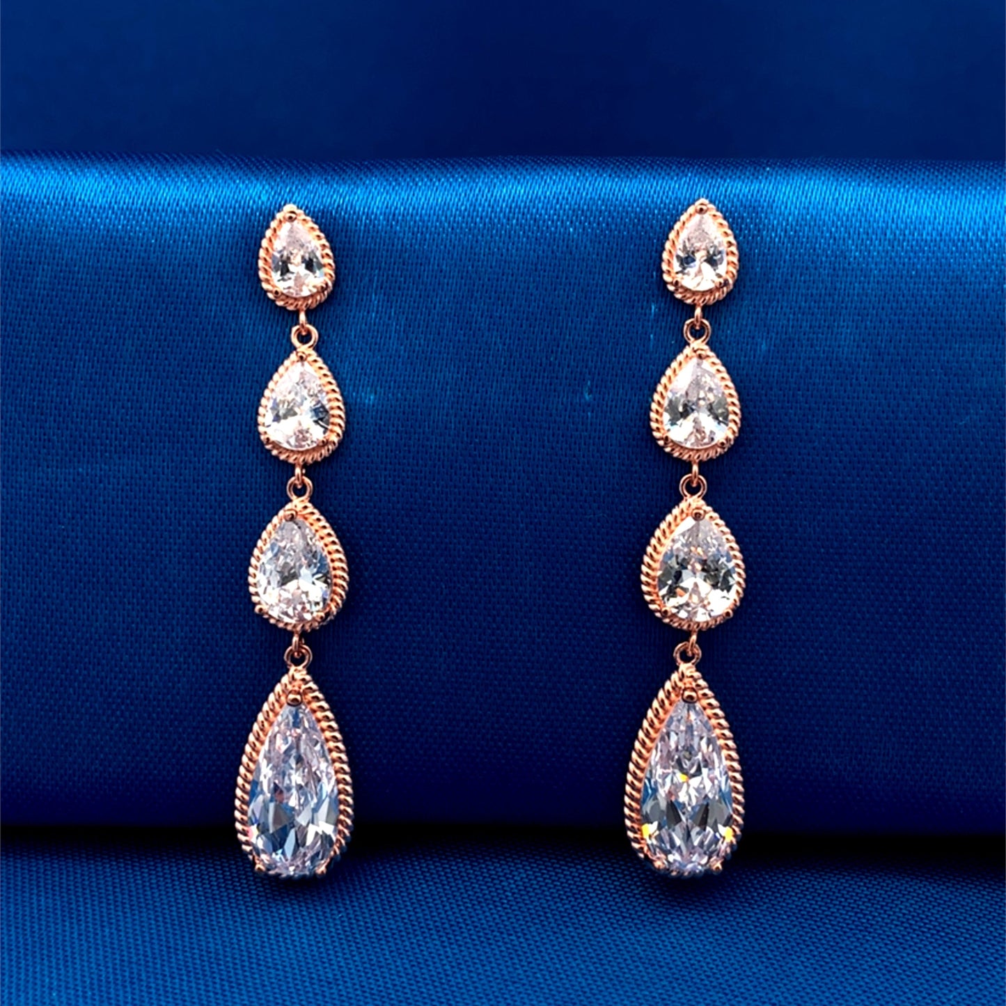 Multi Teardrops Earrings Rose Gold