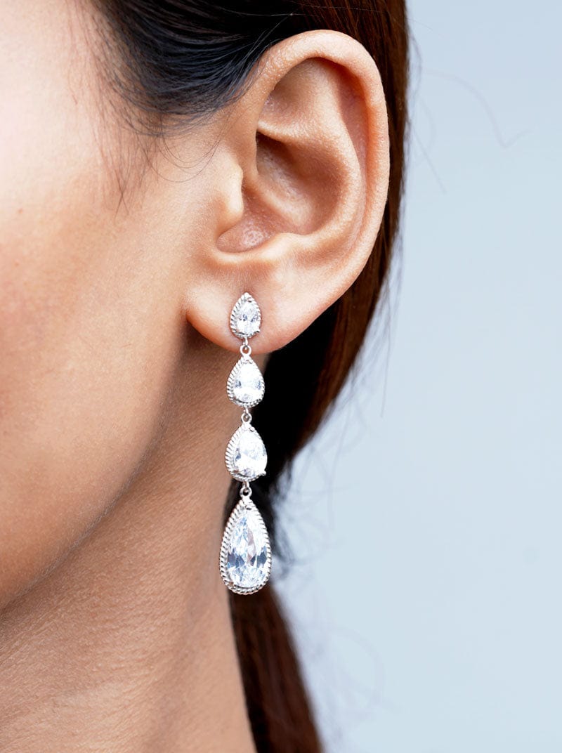 Multi Teardrops Earrings Silver