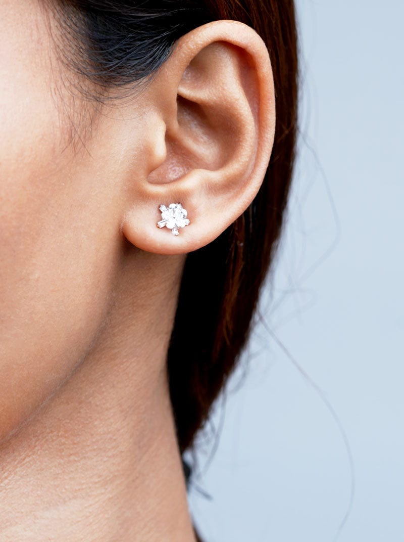 Tiny Flower Stud Earrings Silver