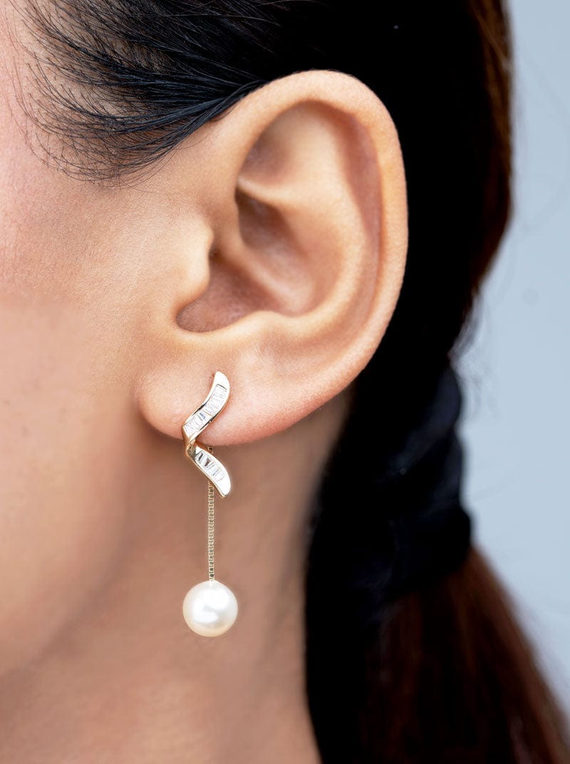 Wings Pearl Drop Earrings Gold