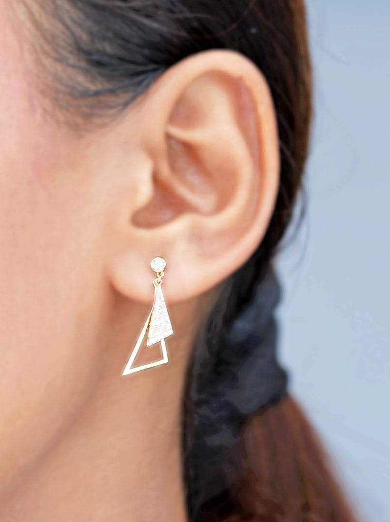 Scalene Triangle Drop Earrings Gold