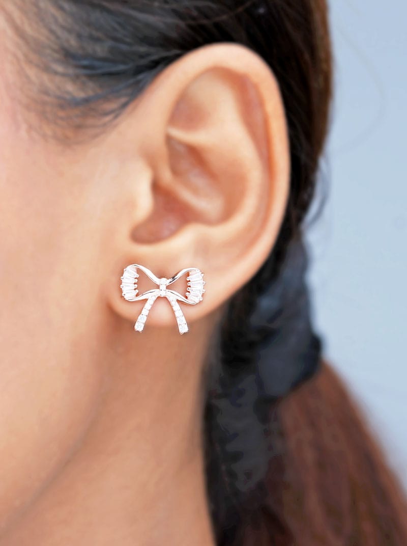 Ribbon bow Stud Earrings Rose Gold