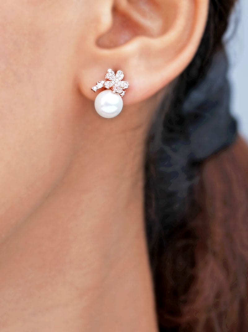 Pearl Cherry Blossom Stud Earrings