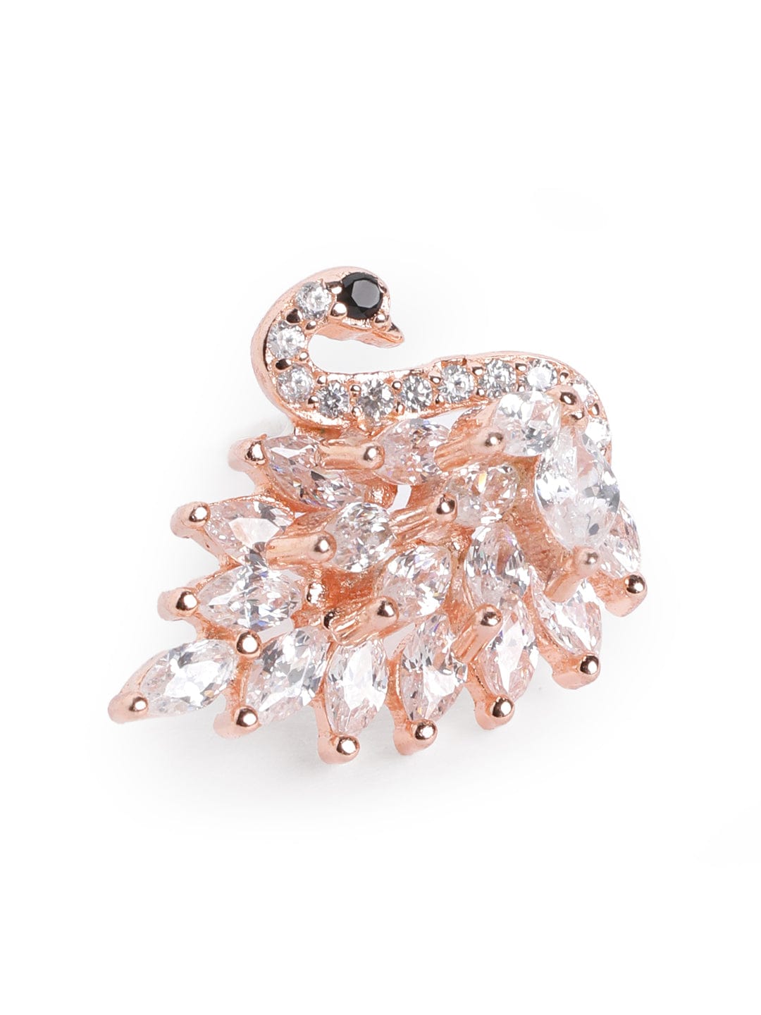 Flaunting Swan Stud Earrings (Pure Silver) - Rose Gold